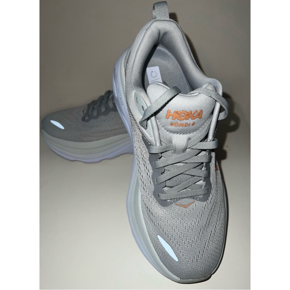 HOKA Bondi 8 Women's Gray Running Shoes - Picture 8 of 12